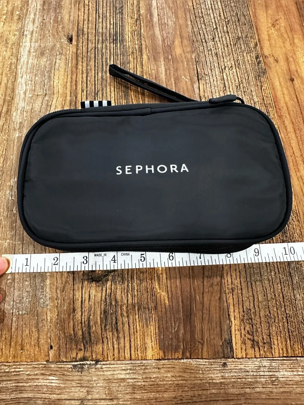 Sephora Black Cosmetic Travel Pouch with White Logo